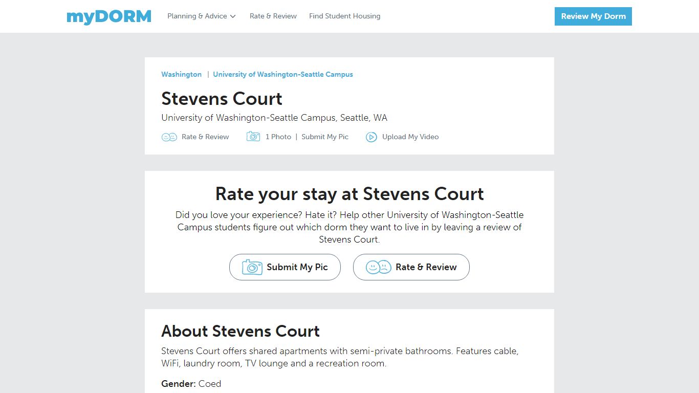 Stevens Court University of Washington-Seattle Campus Reviews ... - myDORM